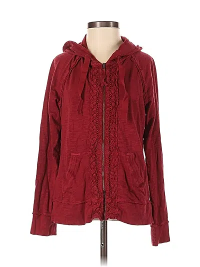 Pre-owned Eddie Bauer Zip Up Hoodie In Burgundy