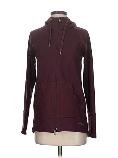 Pre-owned Eddie Bauer Zip Up Hoodie In Burgundy