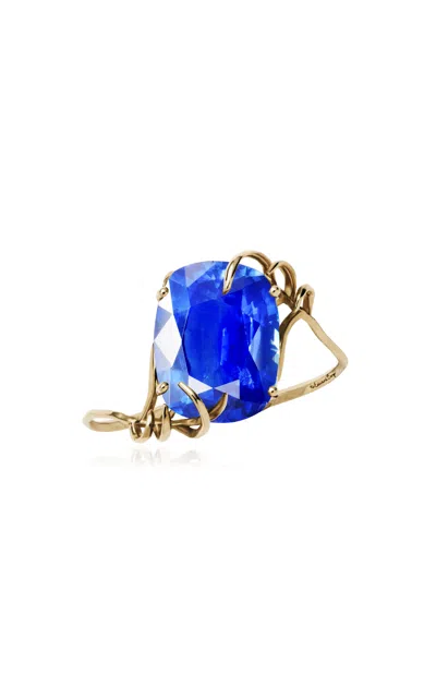 Eddie Borgo 18k Yellow Gold Blue Frond Ring