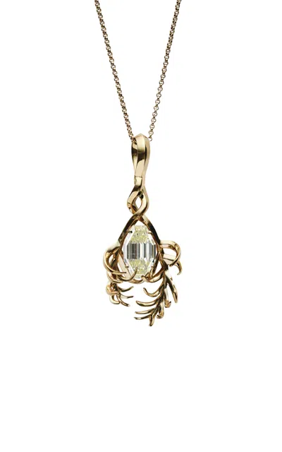 Eddie Borgo 18k Yellow Gold Diamond Frond Pendant