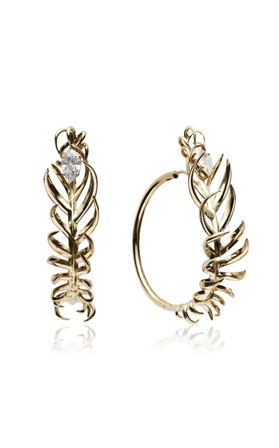 Eddie Borgo 18k Yellow Gold Frond Hoop Earrings In 1.5 Inches