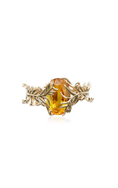 Eddie Borgo 18k Yellow Gold Orange Full Frond Ring