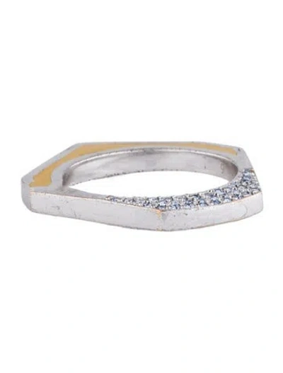 Pre-owned Eddie Borgo Crystal & Enamel Band Ring In Yellow