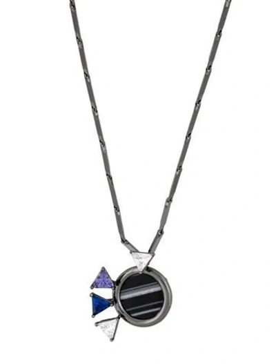 Pre-owned Eddie Borgo Crystal & Enamel Pendant Necklace, 15.75" In Multi