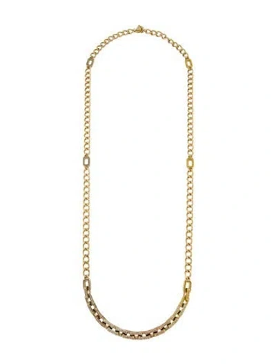 Pre-owned Eddie Borgo Crystal And Gold Supra Link Necklace, 36.5" In Multi