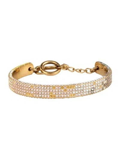 Pre-owned Eddie Borgo Crystal Chain Cuff Bracelet, 6.5" In Multi