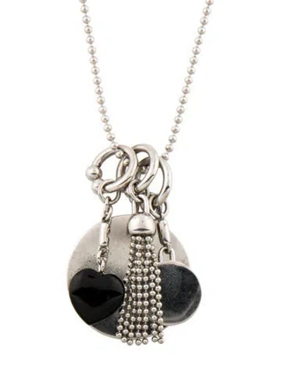 Pre-owned Eddie Borgo Crystal Multi Charm Pendant Necklace, 33.5" In Black