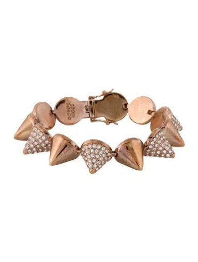 Pre-owned Eddie Borgo Crystal Pavé Alternating Cone Link Bracelet, 6.75" In Multicolor
