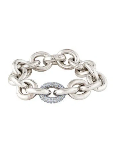 Pre-owned Eddie Borgo Crystal Pavè Chain Link Bracelet, 6.25" In Blue