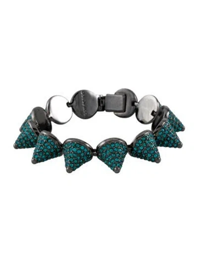 Pre-owned Eddie Borgo Crystal Pavé Cone Link Bracelet, 6.75" In Blue