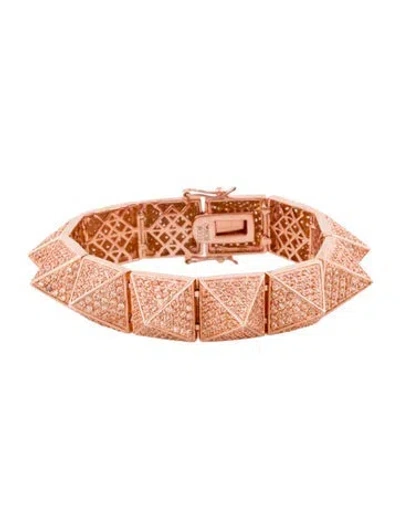 Pre-owned Eddie Borgo Crystal Pavé Pyramid Link Bracelet, 6.5" In Clear