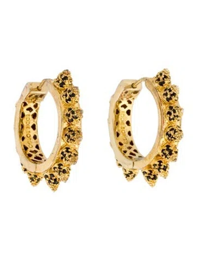 Pre-owned Eddie Borgo Crystal Spike Hoop Earrings In Black