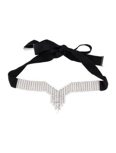 Pre-owned Eddie Borgo Crystal Twill Baguette Collar Necklace., 42.5" In Black