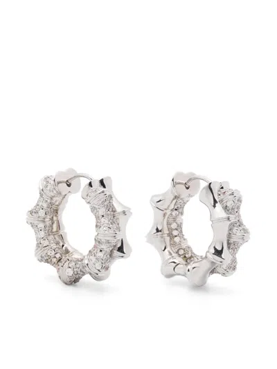 Eddie Borgo Double Pave Bambu Hoops In Gray