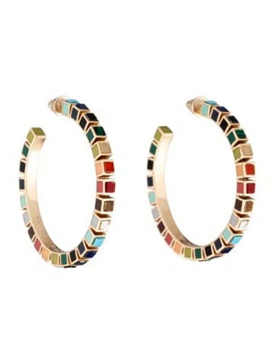 Pre-owned Eddie Borgo Enamel Inlaid Cube Hoops-prism Earrings In Multicolor