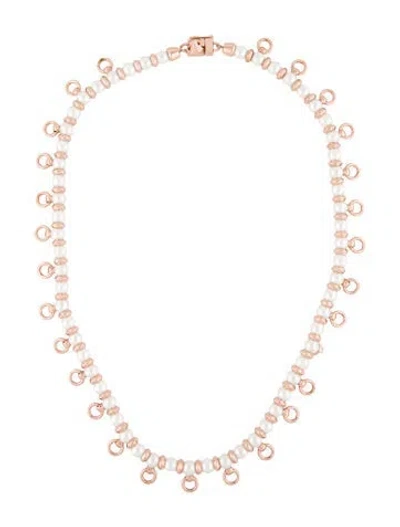 Pre-owned Eddie Borgo Faux Pearl Pierced Bead Strand Necklace, 21.25" In Multi