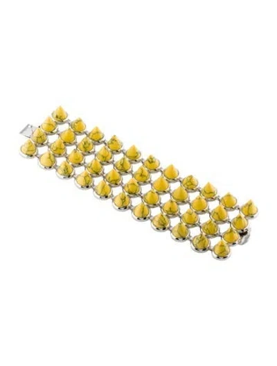 Pre-owned Eddie Borgo Four Layer Cone Bracelet, 5.5" In Yellow