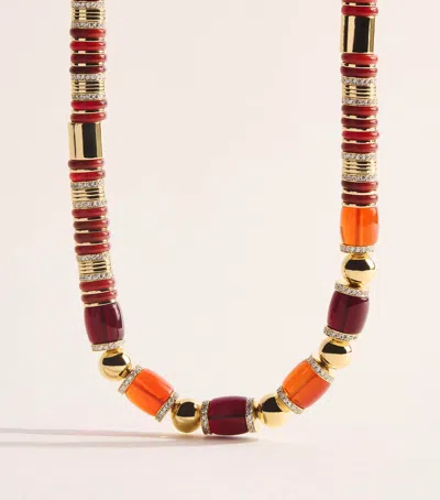 Eddie Borgo Gold-plated Amber, Carnelian And Pavé Crystal Patch Necklace In Green