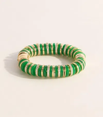 Eddie Borgo Gold-plated Jade, Malachite And Pavé Crystal Lenox Bracelet In Multi