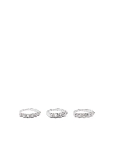 Eddie Borgo Pavé Eternal Pyramid Ring (set Of Three) In Silver