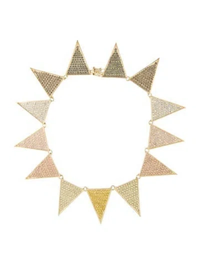 Pre-owned Eddie Borgo Pavé Triangle Collar Necklace, 15" In Clear