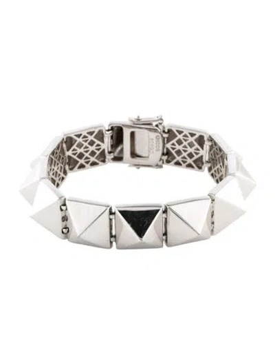 Pre-owned Eddie Borgo Pyramid Stud Link Bracelet, 6.75" In Multi