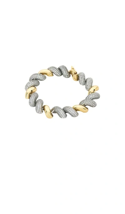 Eddie Borgo Small Two Tone Pavã© Torsade Bracelet In Gray