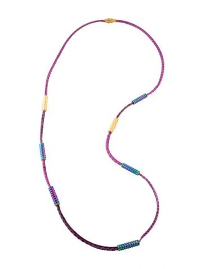 Pre-owned Eddie Borgo Snakeskin Scaled Long Station Necklace, 44" In Pink