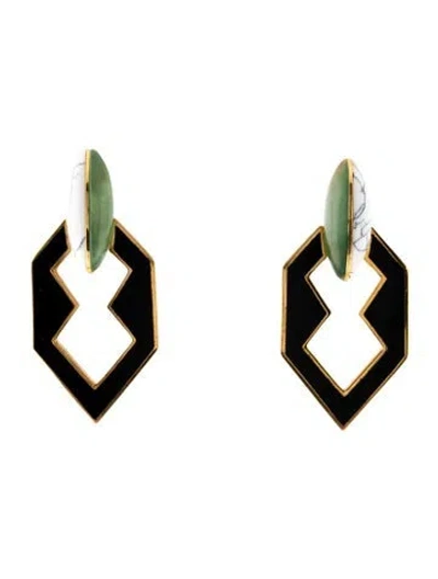 Pre-owned Eddie Borgo Stone & Enamel Drop Earrings In Multi
