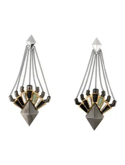Pre-owned Eddie Borgo Stone & Resin Horus Drop Earrings In Multi