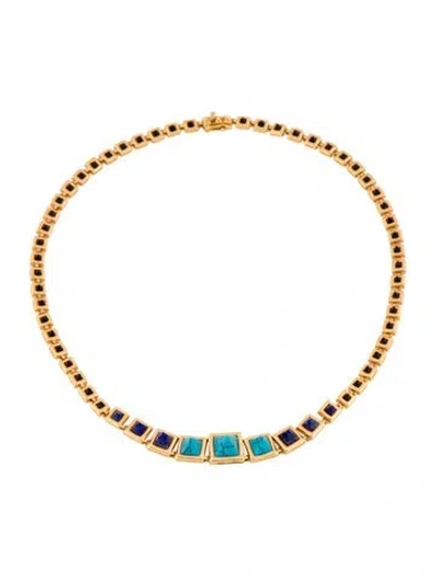 Pre-owned Eddie Borgo Stone 'graduated Pyramid' Station Necklace, 16" In Multi
