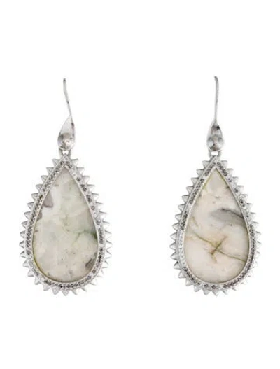 Pre-owned Eddie Borgo Teardrop Slice I Howlite Earrings In Multi