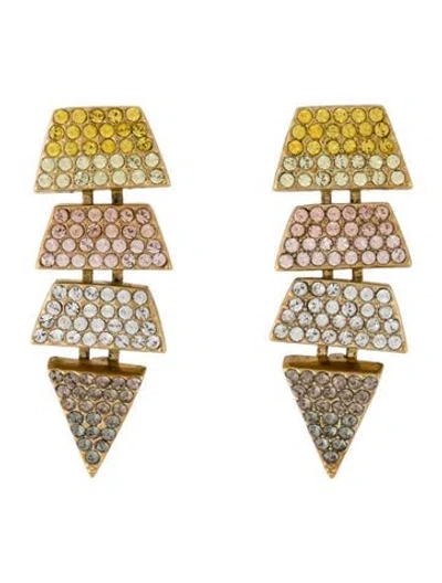 Pre-owned Eddie Borgo Tri-tone Crystal Link Drop Earrings