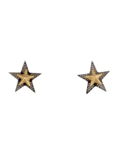 Pre-owned Eddie Borgo Two-tone Star Stud Earrings In Multi