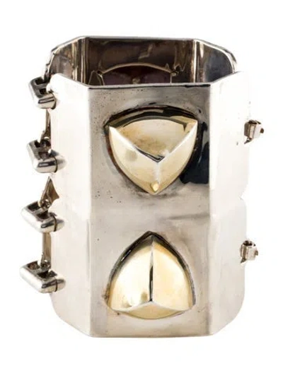 Pre-owned Eddie Borgo Two-tone Stud Wide Cuff Bracelet, 6" In Multi