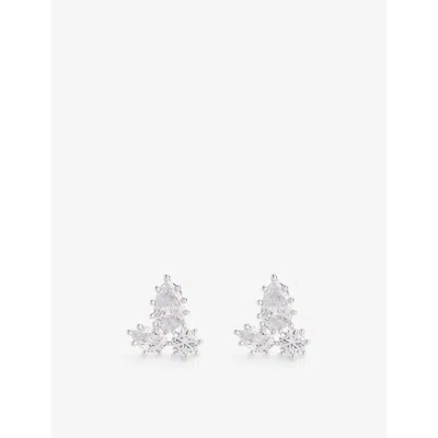 Eddie Borgo Womens Estate Cluster Sterling Silver-plated Brass And Cubic Zirconia Stud Earrings