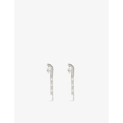 Eddie Borgo Womens Glint Duster 925 Sterling-silver Plated Brass And Cubic Zirconia Earrings