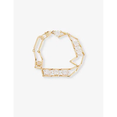 Eddie Borgo Womens Glint Link Sterling Silver-plated Brass And Cubic Zirconia Bracelet Gold