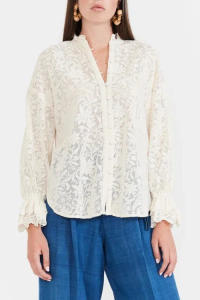 Eddy Bellissima Buttondown In Ivory Crochet Lace