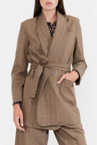Eddy Blazer With Waist Tie In Coco Check