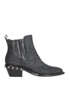 Eddy Daniele Woman Ankle Boots Black Size 11 Leather, Swarovski Crystal In Black