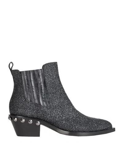 Eddy Daniele Woman Ankle Boots Black Size 11 Leather, Swarovski Crystal