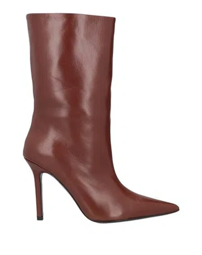 Eddy Daniele Woman Ankle Boots Cocoa Size 11 Soft Leather In Brown