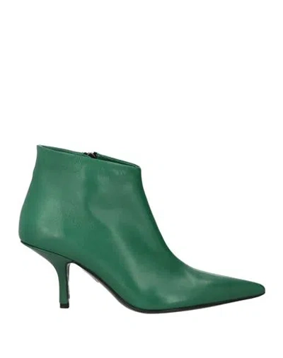 Eddy Daniele Woman Ankle Boots Green Size 7 Leather
