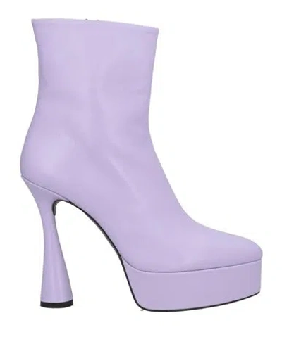 Eddy Daniele Woman Ankle Boots Lilac Size 10 Leather In Multi