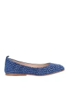 Eddy Daniele Woman Ballet Flats Light Blue Size 9 Soft Leather, Swarovski Crystal