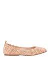 Eddy Daniele Woman Ballet Flats Blush Size 8 Leather, Swarovski Crystal In Brown