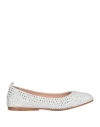 Eddy Daniele Woman Ballet Flats White Size 6 Leather, Swarovski Crystal