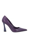 Eddy Daniele Woman Pumps Dark Purple Size 9 Leather