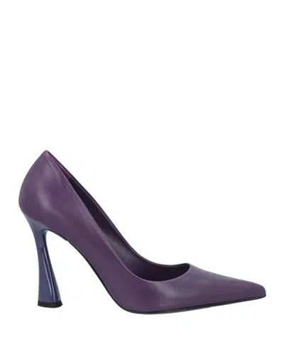 Eddy Daniele Woman Pumps Dark Purple Size 9 Leather